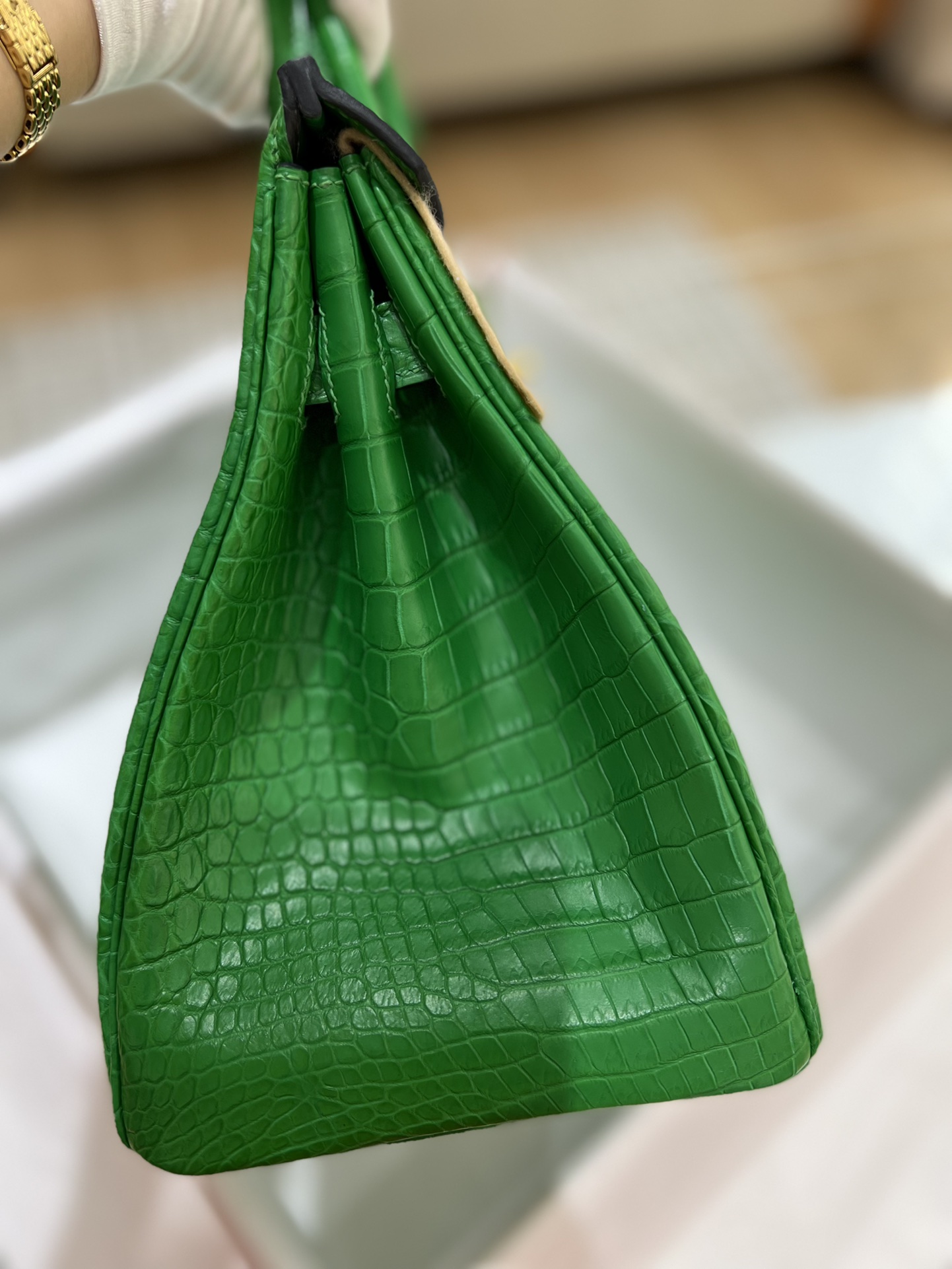 Hermes Birkin 30CM Handmade Bag In Green Crocodile Porosus Matte Skin